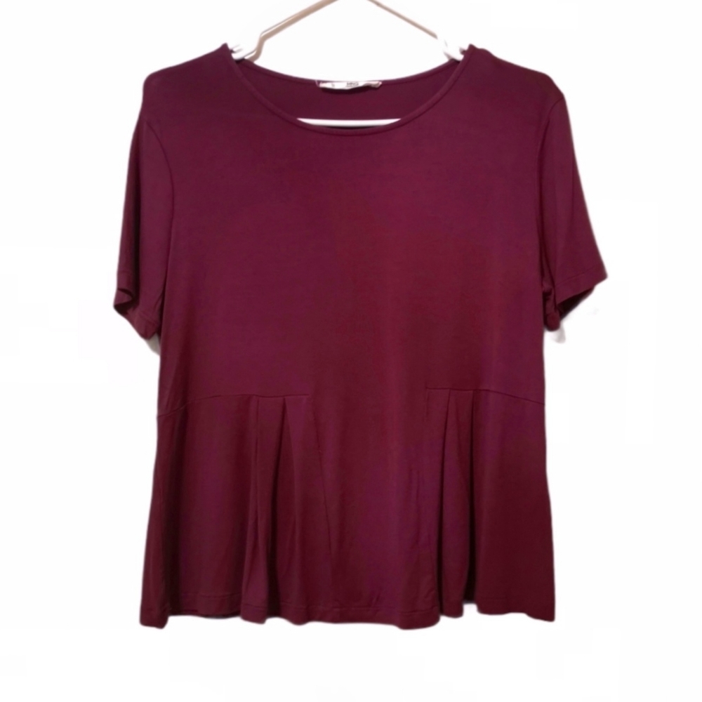 Mango Burgundy Short Sleeve Top